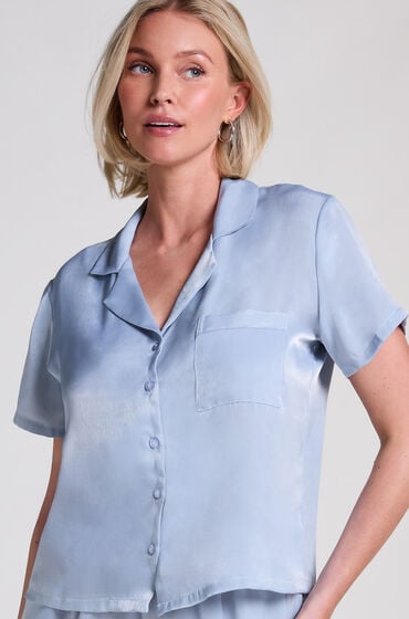Hunkemöller Kurzärmelige Satin-Jacke Blau Hunkemöller Kurzärmelige Satin-Jacke Blau von Hunkemöller