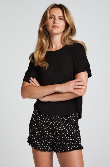 Hunkemöller Kurzes Pyjamaset Schwarz von Hunkemöller