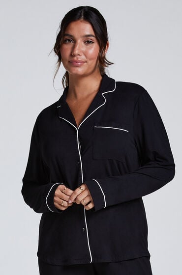 Hunkemöller Langärmelige Jersey-Jacke Essential Schwarz von Hunkemöller