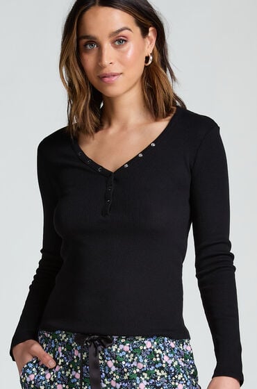 Hunkemöller Langarm-Pyjamatop Schwarz Hunkemöller Langarm-Pyjamatop Schwarz von Hunkemöller