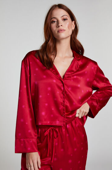 Hunkemöller Langarmjacke Satin Rot von Hunkemöller