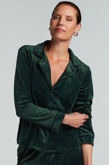 Hunkemöller Langarmjacke Velours grün Hunkemöller Langarmjacke Velours grün von Hunkemöller