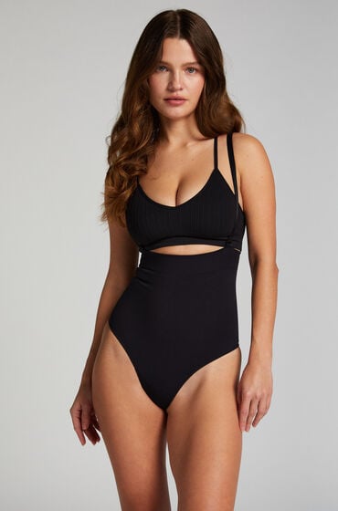 Hunkemöller Nahtloser betonender korrigierender String mit hoher Taille Schwarz von Hunkemöller