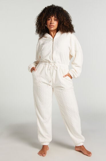 Hunkemöller Onesie Fleece Weiß von Hunkemöller