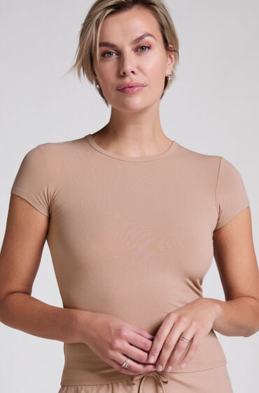 Hunkemöller Pyjama-Top Rib Essential Beige von Hunkemöller