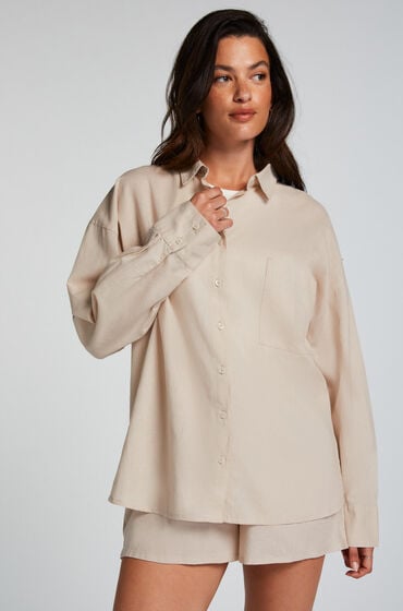 Hunkemöller Pyjamatop Leinen Beige von Hunkemöller