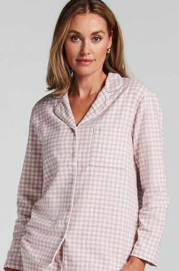 Hunkemöller Pyjamatop Flanel Essentials Lila von Hunkemöller