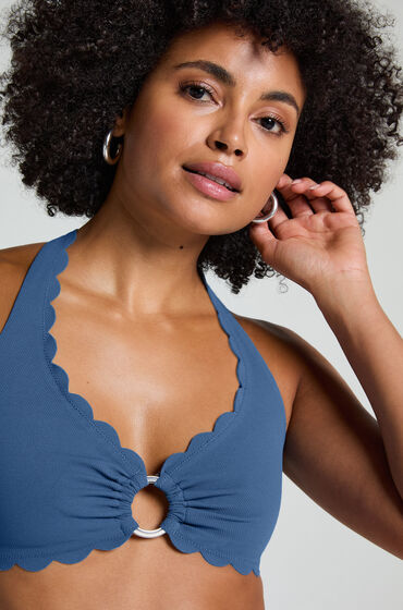 Hunkemöller Scallop Bikini-Trägertop Blau von Hunkemöller