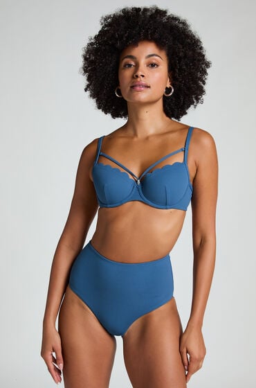 Hunkemöller Scallop High-Waist Rio-Bikini-Unterteil Blau von Hunkemöller