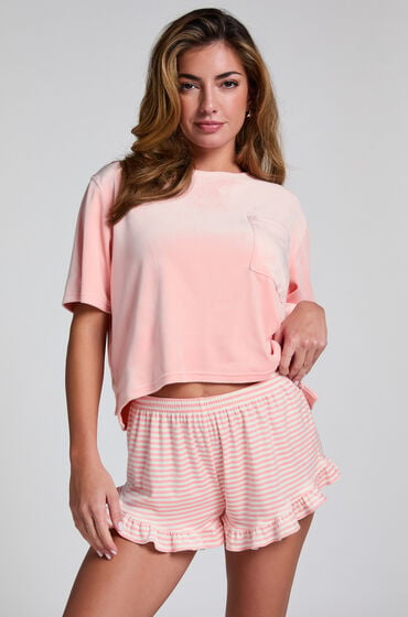 Hunkemöller Shorts Velours Ruffle Rose von Hunkemöller