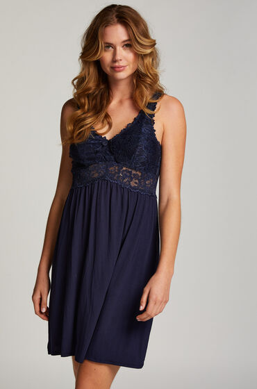 Hunkemöller Slipdress Nora Lace Blau von Hunkemöller