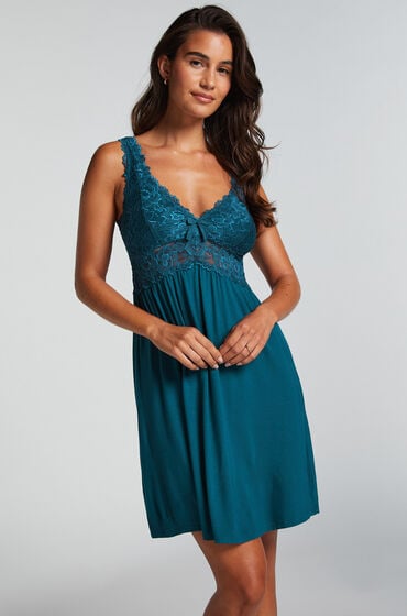 Hunkemöller Slipdress Nora Lace Blau von Hunkemöller