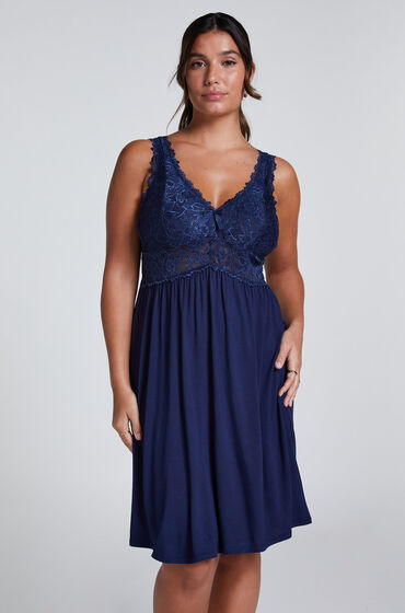 Hunkemöller Slipdress Nora Lace Blau von Hunkemöller