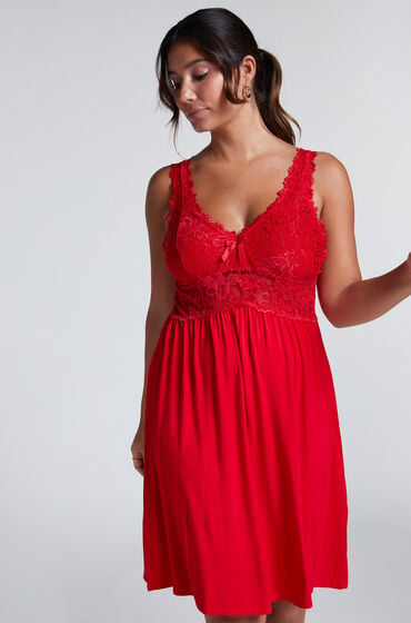 Hunkemöller Slipdress Nora Lace Rot von Hunkemöller