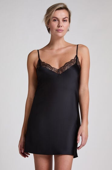 Hunkemöller Spitzen-Slipdress Schwarz Hunkemöller Spitzen-Slipdress Schwarz von Hunkemöller