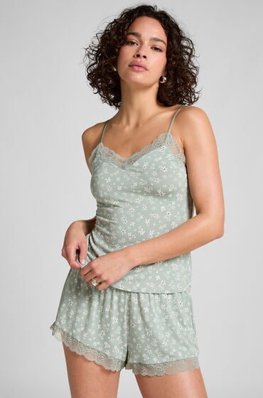 Hunkemöller Spitzenbesetztes Jersey Pyjama-Set grün Hunkemöller Spitzenbesetztes Jersey Pyjama-Set grün von Hunkemöller