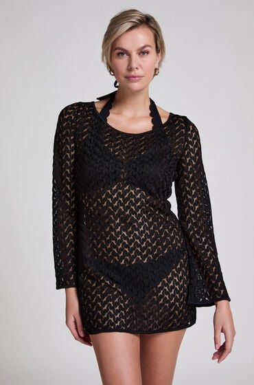 Hunkemöller Strand-Häkelkleid Schwarz von Hunkemöller