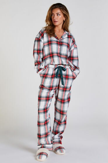 Hunkemöller Tall Pyjamahose aus Flanell Weiß von Hunkemöller