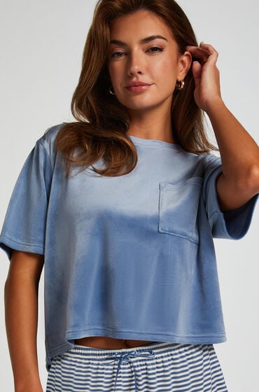 Hunkemöller Top Velours Pocket Blau von Hunkemöller