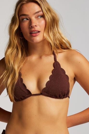 Hunkemöller Triangel-Bikinioberteil Scallop Lurex Braun von Hunkemöller