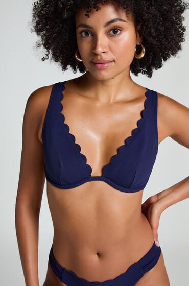 Hunkemöller Unwattiertes Bügel-Bikini-Top Scallop Blau von Hunkemöller