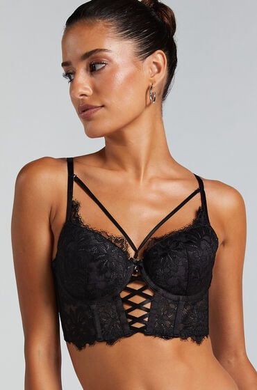 Hunkemöller Vorgeformter Longline-Push-up-Bügel-BH Char Schwarz von Hunkemöller