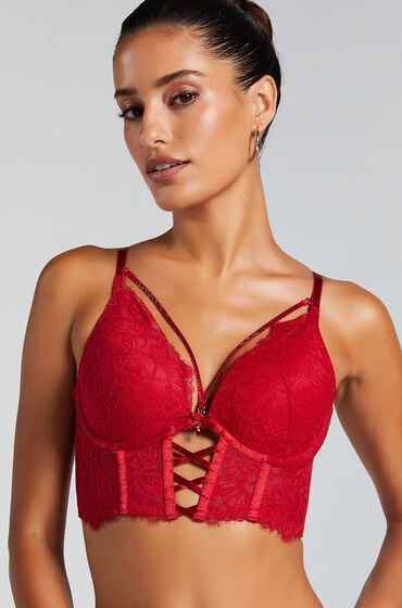 Hunkemöller Vorgeformter Longline-Push-up-Bügel-BH Charlotta Rot von Hunkemöller