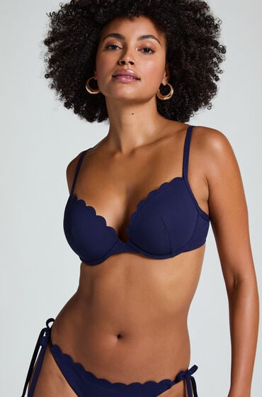 Hunkemöller Vorgeformtes Push-up Bügel-Bikinitop Scallop Cup A - E Blau von Hunkemöller