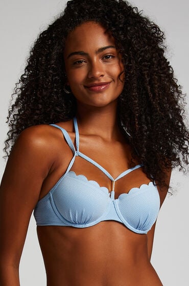 Hunkemöller Wattiertes Bügel-Bikinioberteil Scallop Blau von Hunkemöller