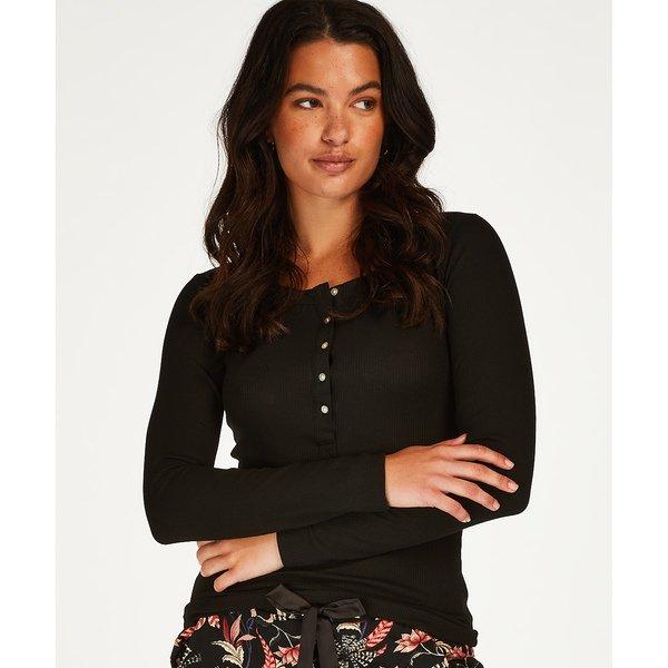 Pyjama Oberteil, Langarm Damen Black 2XL von Hunkemöller