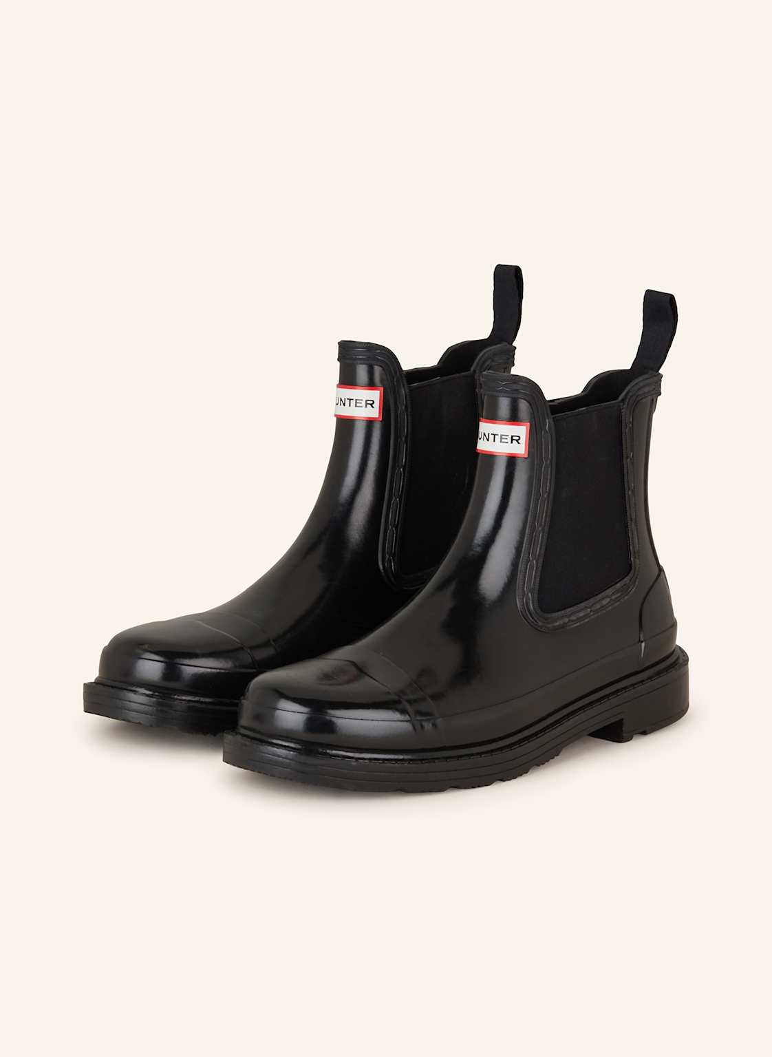 Hunter Chelsea-Boots Commando Gloss schwarz von Hunter