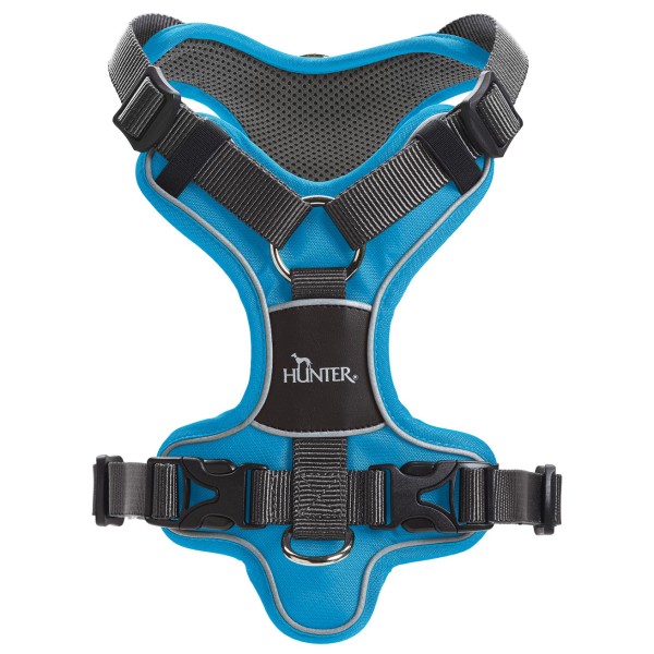 Hunter - Harness Divo - Hundegeschirr Gr Hals 22-38 cm, Bauch 45-56 cm - Breite 1,5 cm lightblue /grau von Hunter