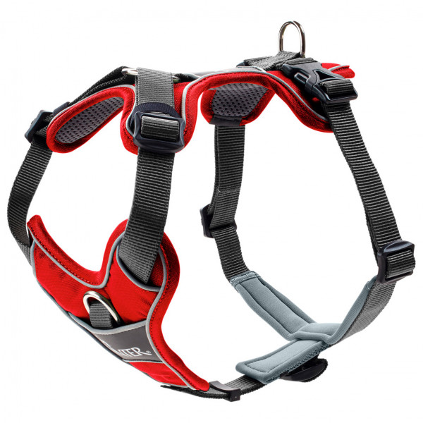 Hunter - Harness Divo - Hundegeschirr Gr Hals 22-38 cm, Bauch 45-56 cm - Breite 1,5 cm rot/grau von Hunter