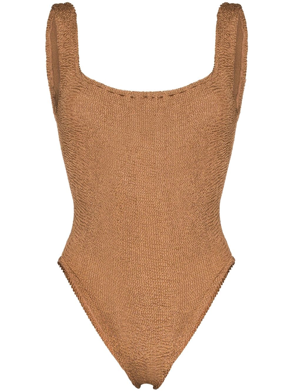 Hunza G square-neck crinkle-effect swimsuit - Brown von Hunza G