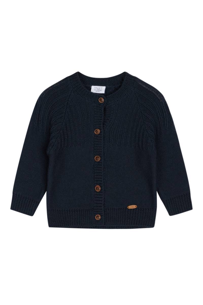 Woll Strickjacke Curi Blue Night Jungen Marine 80 von Hust and Claire