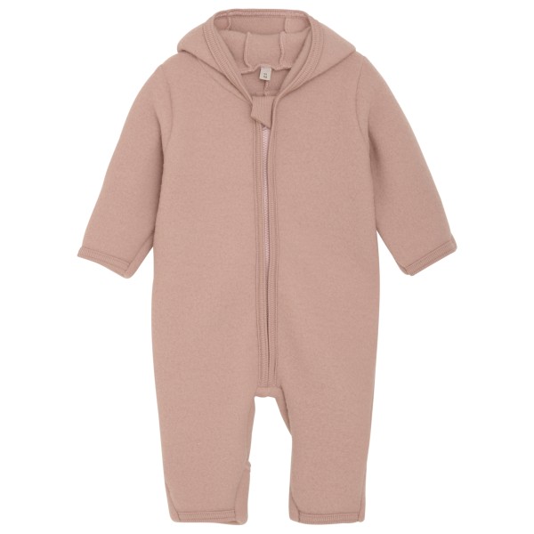 Huttelihut - Baby's Pram Suit Bear Ears Wool Fleece - Overall Gr 62 braun/rosa von Huttelihut