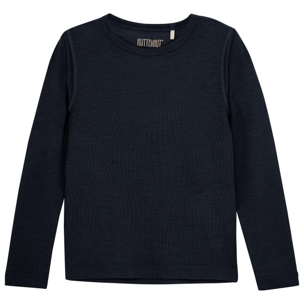 Huttelihut - Kid's T-Shirt L/S Wool - Merinoshirt Gr 104;110;116;122;128;92;98 braun;schwarz/blau von Huttelihut