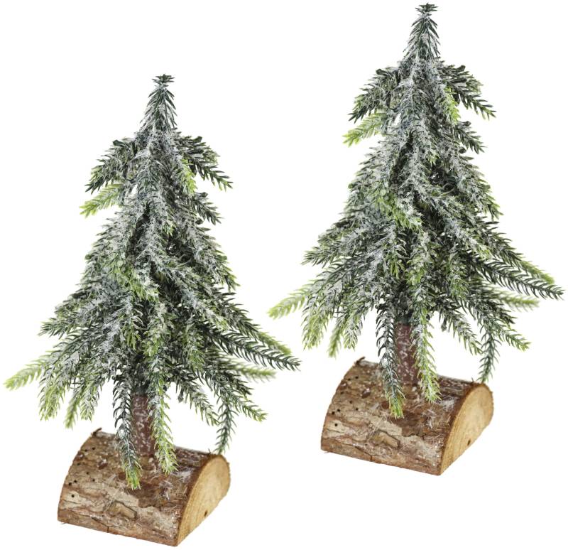 I.GE.A. Dekobaum »Weihnachtsdeko, Weihnachtsbaum«, Künstlicher mini Tannenbaum geeist auf Holzsockel 25 cm von I.GE.A.