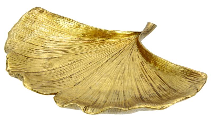 I.GE.A. Dekoschale »Schale Ginkgoblatt aus Polyresin«, (1 St.), Tablett Serviertablett Tischdeko Dekoteller Schmuck-Tablett Deko, goldfarben von I.GE.A.