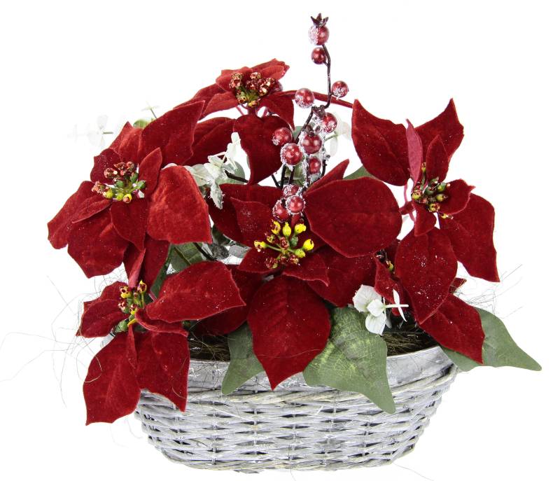 I.GE.A. Kunstblume »Arrangement«, Poinsettia Beeren im Korb von I.GE.A.