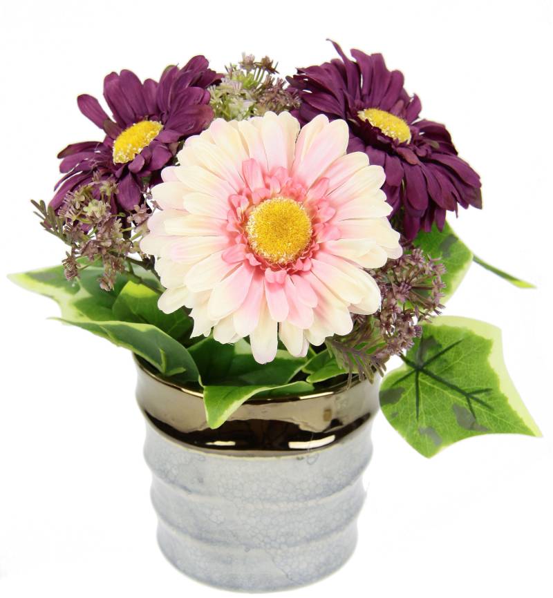 I.GE.A. Kunstblume »Arrangement aus Gerbera im Topf aus Keramik«, Tischgestecke Blumendekoration Seidenblumen Künstliche Blumen von I.GE.A.