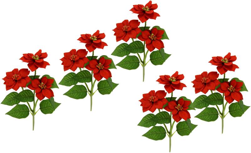 I.GE.A. Kunstblume »Poinsettie«, Künstlicher Poinsettiazweig, 5er Set von I.GE.A.