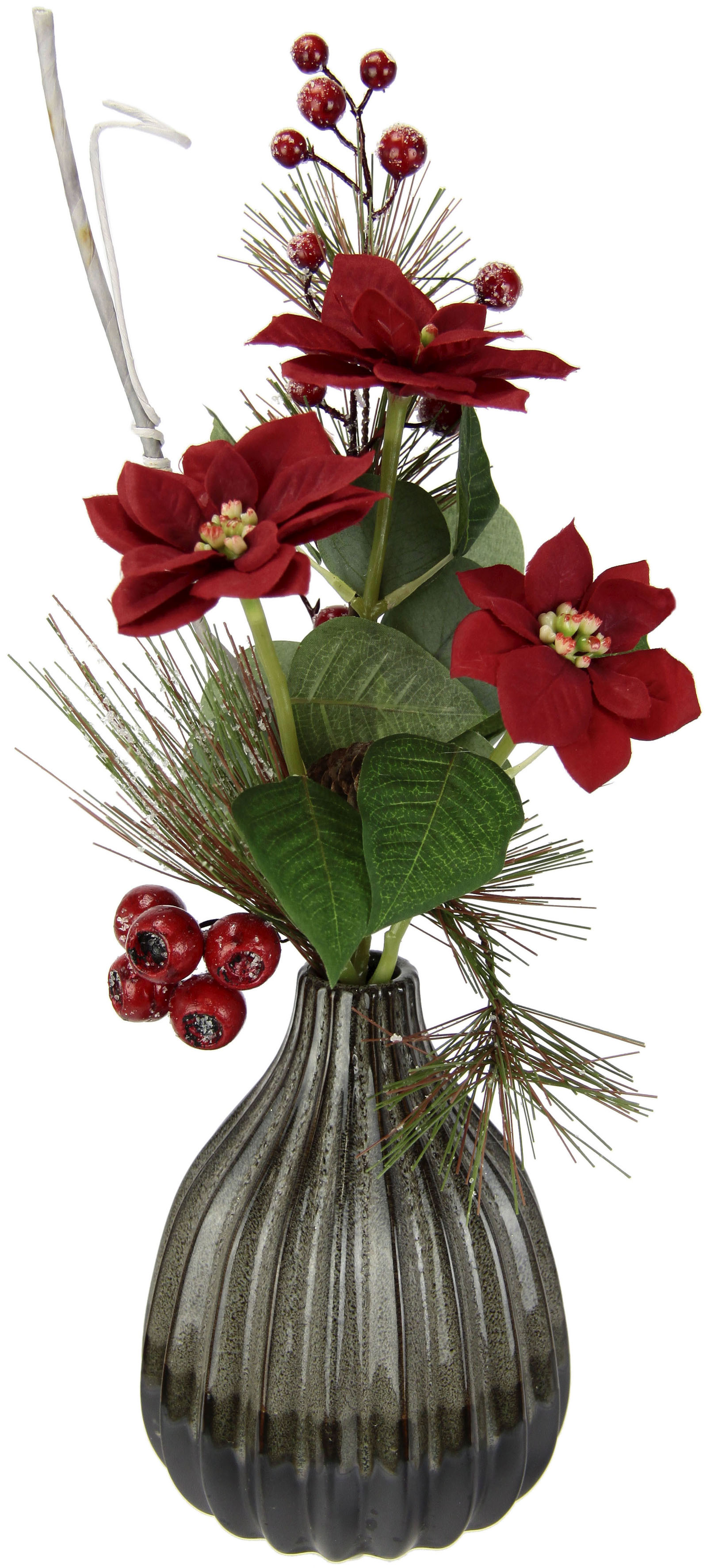 I.GE.A. Winterliche Kunstpflanze »Gesteck mit Poinsettia in Keramikvase,«, Kunstblumen Arrangement, Weihnachtsdeko von I.GE.A.