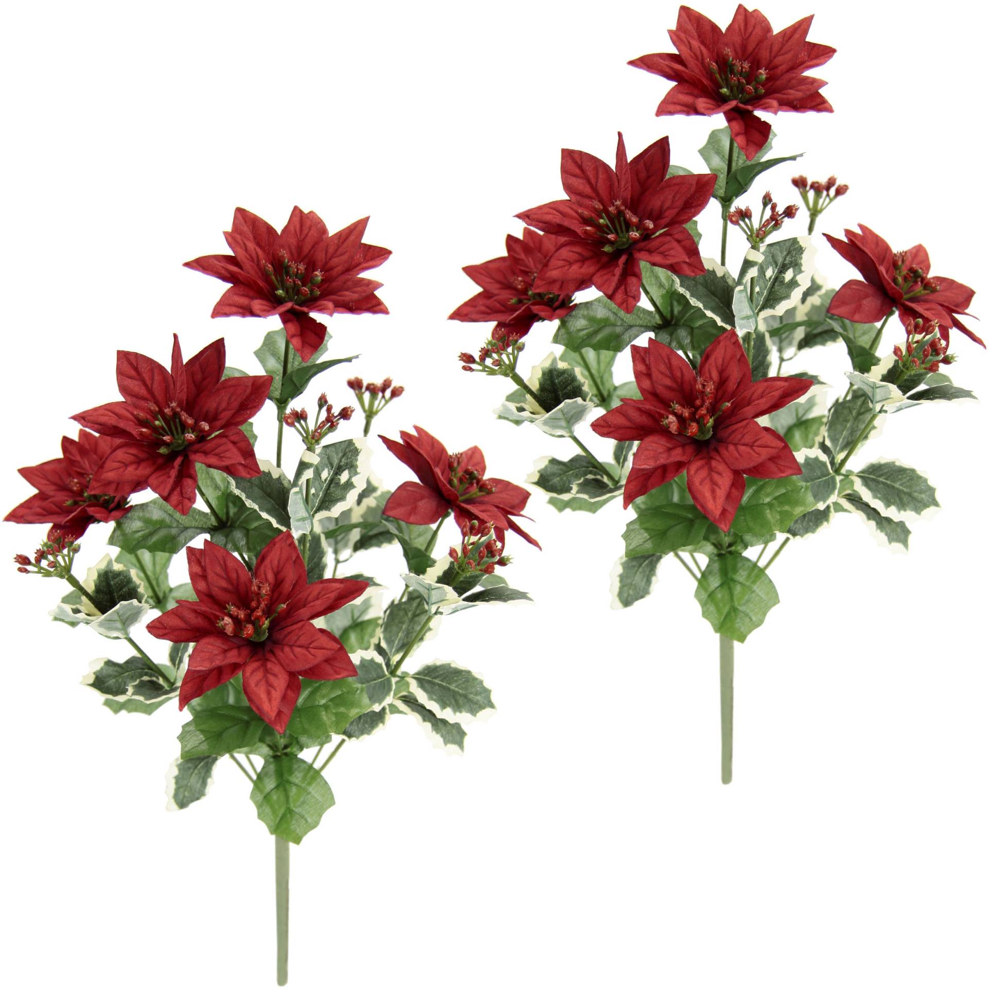 I.GE.A. Winterliche Kunstpflanze »Kunstblume, Poinsettiabusch, Weihnachtsstern, Weihnachtsdeko,«, Kunstblumenstrauss mit Poinsettia im 2er Set von I.GE.A.