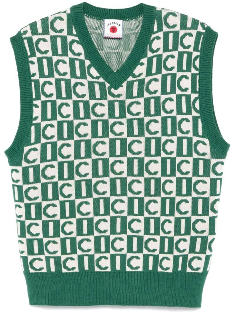 ICECREAM monogram-jacquard knitted vest - Green von ICECREAM