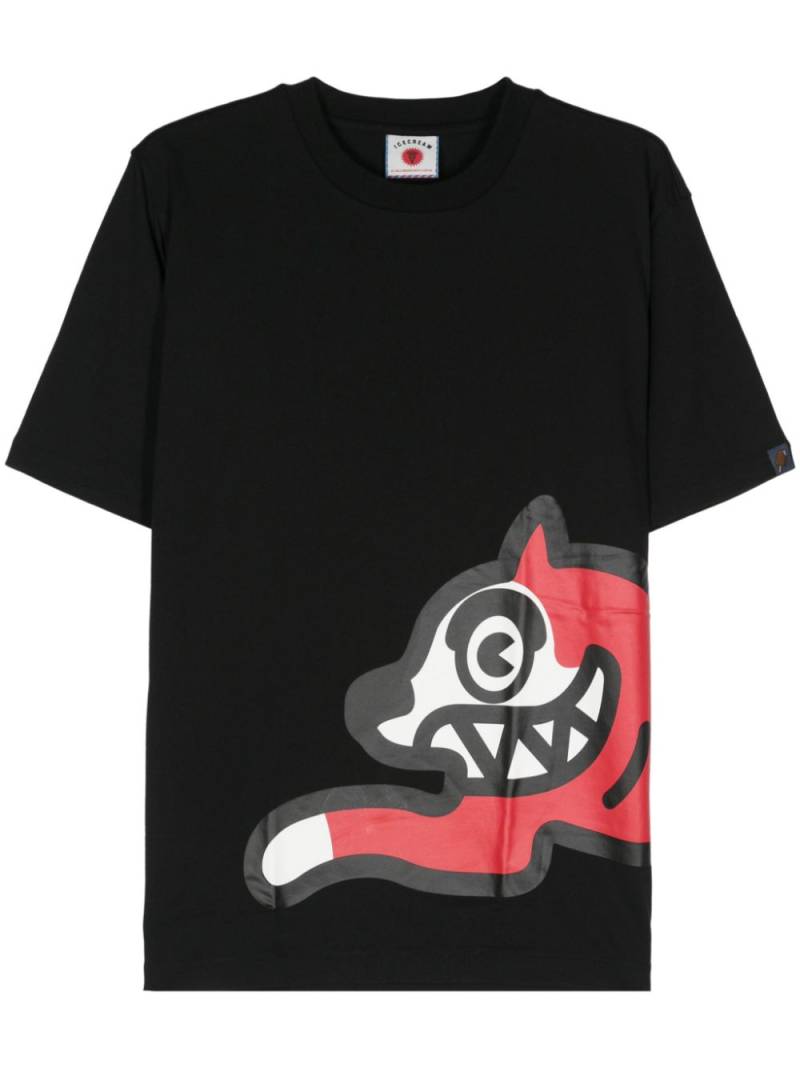 ICECREAM running dog-print cotton T-shirt - Black von ICECREAM