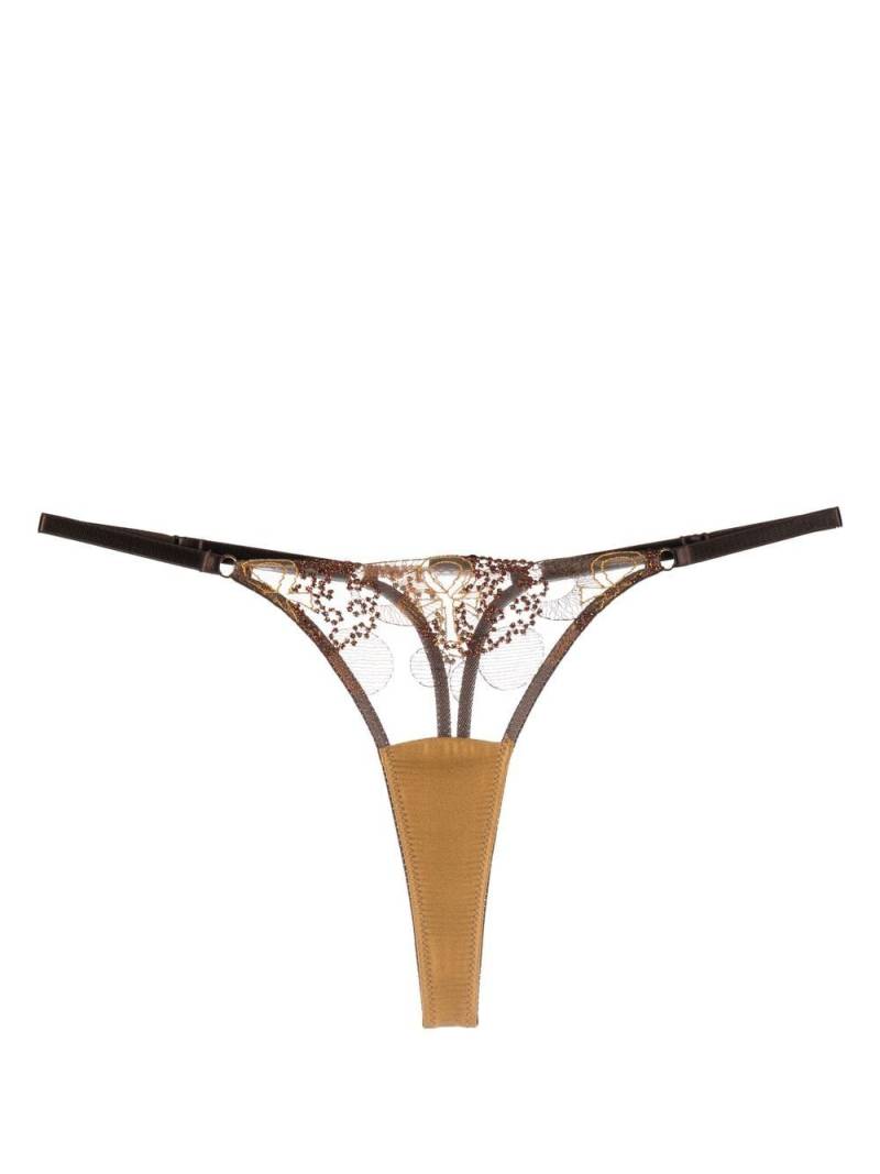 IHUOMA Divine Feminine embroidery thong - Brown von IHUOMA