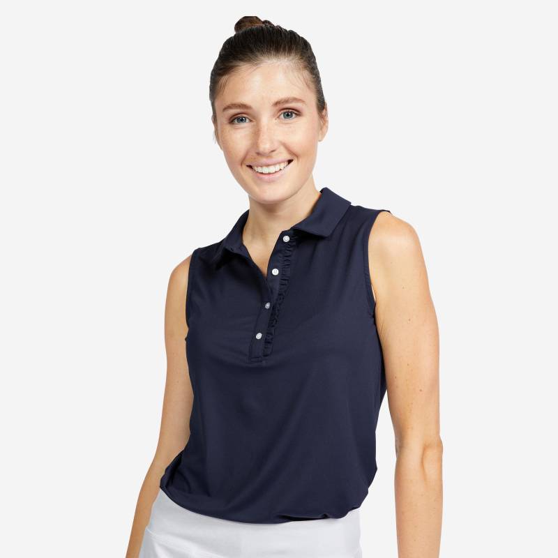 Poloshirt Ärmellos - Ww500 Damen Blau Bedruckt 52/2XL von INESIS