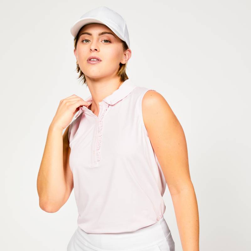 Poloshirt Ärmellos - Ww500 Damen Dunkelrosa XS von INESIS