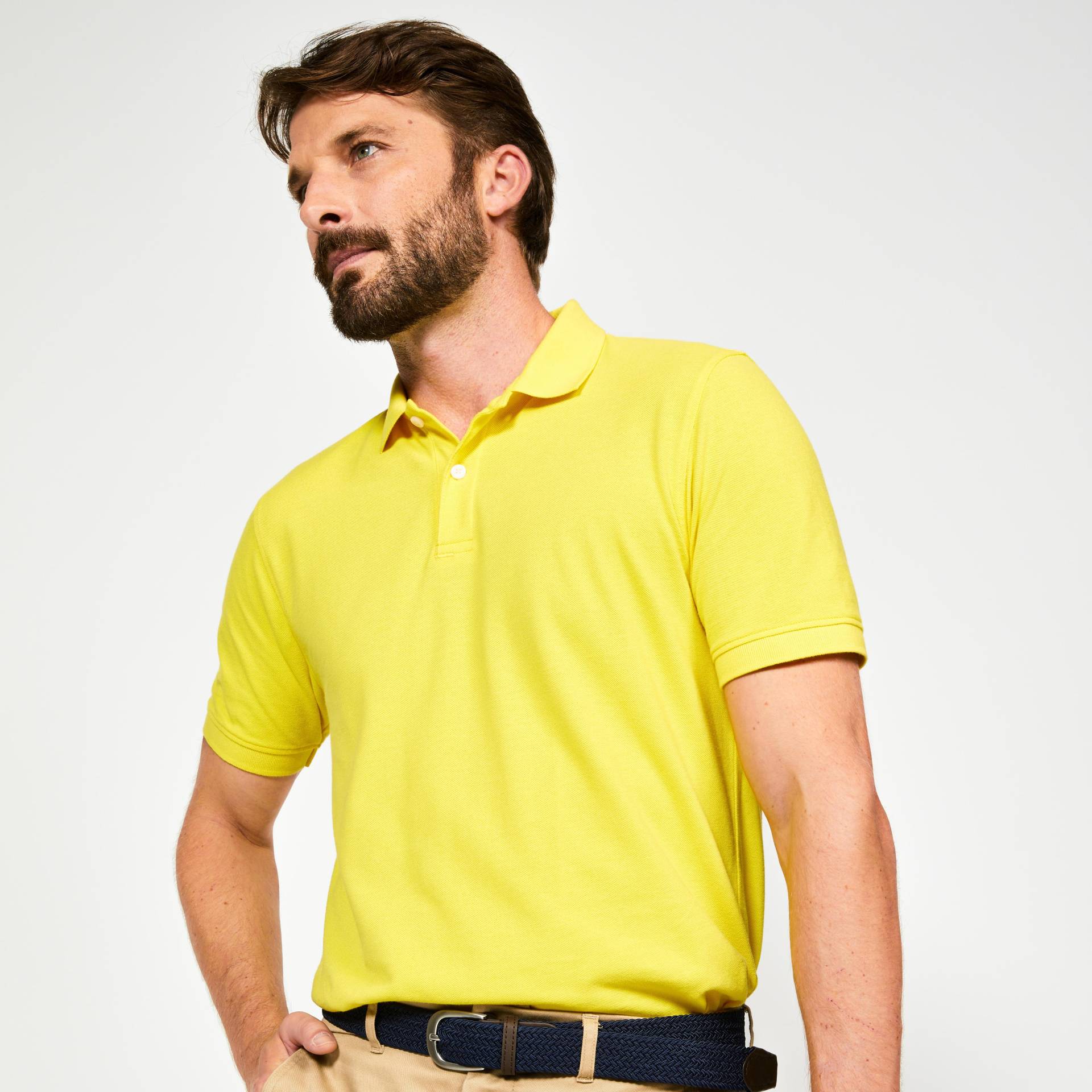 INESIS - Poloshirt kurzarm MW500, für Herren, Senfgelb, Größe M von INESIS